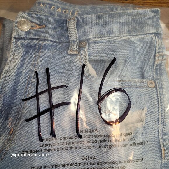 American Eagle Curvy Mom Jeans 4 R High Rise Stretch Medium Light Wash Denim - Picture 13 of 13